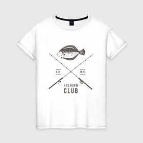 Женская футболка хлопок с принтом Рыбаловный клуб в Санкт-Петербурге, 100% хлопок | прямой крой, круглый вырез горловины, длина до линии бедер, слегка спущенное плечо | fish | fishing | мужику | мужчине | на рыбалке | на рыбалку | рыба | рыбак | рыбакам | рыбаку | рыбалка | удочка