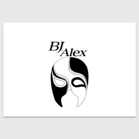Поздравительная открытка с принтом Маска BJ Alex в Санкт-Петербурге, 100% бумага | плотность бумаги 280 г/м2, матовая, на обратной стороне линовка и место для марки
 | alex | bj | bj alex | алекс | ан джи вон | аниме | дживон | маска | сенен ай | стример