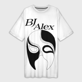 Платье-футболка 3D с принтом Маска BJ Alex в Санкт-Петербурге,  |  | alex | bj | bj alex | алекс | ан джи вон | аниме | дживон | маска | сенен ай | стример