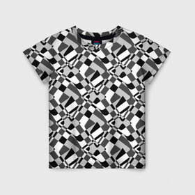 Детская футболка 3D с принтом Черно-белый абстрактный узор в Санкт-Петербурге, 100% гипоаллергенный полиэфир | прямой крой, круглый вырез горловины, длина до линии бедер, чуть спущенное плечо, ткань немного тянется | абстрактный | геометрический | модный | молодежный | монохромный | простой | черный и белый