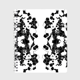 Тетрадь с принтом пятиугольники абстракция в Санкт-Петербурге, 100% бумага | 48 листов, плотность листов — 60 г/м2, плотность картонной обложки — 250 г/м2. Листы скреплены сбоку удобной пружинной спиралью. Уголки страниц и обложки скругленные. Цвет линий — светло-серый
 | Тематика изображения на принте: абстракция | геометрия | пятиугольники | симметрия | чёрно белое