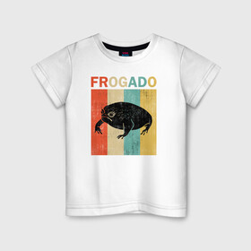 Детская футболка хлопок с принтом Дождевая жаба Frog + Avocado в Санкт-Петербурге, 100% хлопок | круглый вырез горловины, полуприлегающий силуэт, длина до линии бедер | avocado | breviceps fuscus | english | frog | авокадо | амфибия | африка | африканская дождевая лягушка | винтаж | винтажный дизайн | дождевая жаба | жаба | иллюстрация | иностранный | лягушка | надпись | по английски