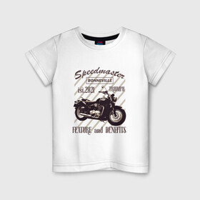 Детская футболка хлопок с принтом Triumph speedmaster bonneville в Санкт-Петербурге, 100% хлопок | круглый вырез горловины, полуприлегающий силуэт, длина до линии бедер | bike | speed | байк | мотор | мотоцикл | скорость | триумф