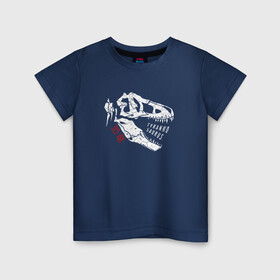 Детская футболка хлопок с принтом Тиранозавр Рекс в Санкт-Петербурге, 100% хлопок | круглый вырез горловины, полуприлегающий силуэт, длина до линии бедер | дино | динозавр | животные | зверь | иероглифы | скелет | тиранозавр рекс | хищник | череп