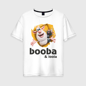 Женская футболка хлопок Oversize с принтом Буба и Лола в Санкт-Петербурге, 100% хлопок | свободный крой, круглый ворот, спущенный рукав, длина до линии бедер
 | booba | loola | буба | домовой | крыса | лола