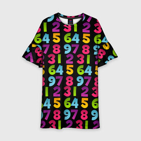 Детское платье 3D с принтом цифры в Санкт-Петербурге, 100% полиэстер | прямой силуэт, чуть расширенный к низу. Круглая горловина, на рукавах — воланы | детство | математика | счёт | ученик | учитель | цифры | школа