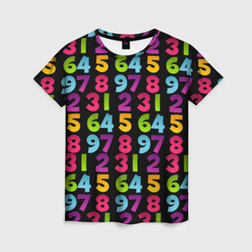 Женская футболка 3D с принтом цифры в Санкт-Петербурге, 100% полиэфир ( синтетическое хлопкоподобное полотно) | прямой крой, круглый вырез горловины, длина до линии бедер | детство | математика | счёт | ученик | учитель | цифры | школа