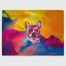 Плед 3D с принтом Собака с молнией в Санкт-Петербурге, 100% полиэстер | закругленные углы, все края обработаны. Ткань не мнется и не растягивается | dog | бульдог | гроза | молния | мопс | пес | собака | собаки | собачка | текстура
