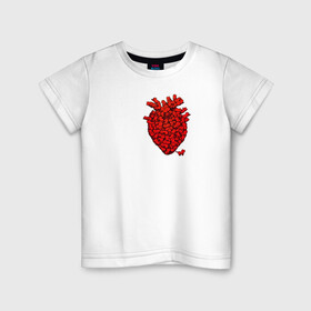 Детская футболка хлопок с принтом Сердце из котиков в Санкт-Петербурге, 100% хлопок | круглый вырез горловины, полуприлегающий силуэт, длина до линии бедер | 14 февраля | день святого валентина | кот | котики | кошка | любовь | орган | сердце