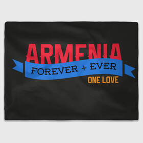 Плед 3D с принтом Armenia one love в Санкт-Петербурге, 100% полиэстер | закругленные углы, все края обработаны. Ткань не мнется и не растягивается | armenia | logo | армения | армян | армяни | герб | лев и орел | лого | символ | флаг | флаг и герб армении
