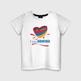 Детская футболка хлопок с принтом Я люблю Армению в Санкт-Петербурге, 100% хлопок | круглый вырез горловины, полуприлегающий силуэт, длина до линии бедер | armenia | logo | армения | армян | армяни | герб | лев и орел | лого | символ | флаг | флаг и герб армении