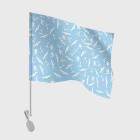 Флаг для автомобиля с принтом Чайки в небе паттерн в Санкт-Петербурге, 100% полиэстер | Размер: 30*21 см | Тематика изображения на принте: акварель | голубое небо | иллюстрация | паттерн | птицы | рисунок | чайка | чайки | чайки в небе
