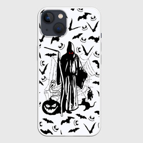 Чехол для iPhone 13 с принтом Хэллоуин, Grim Reaper в Санкт-Петербурге,  |  | bat | death | ghost | halloween | horror | spiderweb | вампиры | летучая мышь | летучие мыши | нечистая сила | нечисть | пауки | паутина | привидение | призрак | страшный | тыква | тьма | хеллоуин | хоррор | хэллоуин