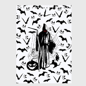 Скетчбук с принтом Хэллоуин, Grim Reaper в Санкт-Петербурге, 100% бумага
 | 48 листов, плотность листов — 100 г/м2, плотность картонной обложки — 250 г/м2. Листы скреплены сверху удобной пружинной спиралью | bat | death | ghost | halloween | horror | spiderweb | вампиры | летучая мышь | летучие мыши | нечистая сила | нечисть | пауки | паутина | привидение | призрак | страшный | тыква | тьма | хеллоуин | хоррор | хэллоуин