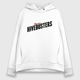 Женское худи Oversize хлопок с принтом Hivebusters в Санкт-Петербурге, френч-терри — 70% хлопок, 30% полиэстер. Мягкий теплый начес внутри —100% хлопок | боковые карманы, эластичные манжеты и нижняя кромка, капюшон на магнитной кнопке | game studios | games | gears | hivebusters | xbox | иллюстрация