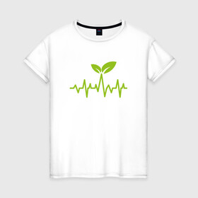 Женская футболка хлопок с принтом Vegan Pulse в Санкт-Петербурге, 100% хлопок | прямой крой, круглый вырез горловины, длина до линии бедер, слегка спущенное плечо | green | greenpaece | vegan | yoga | веган | вегетарианец | гринпис | дерево | еда | животные | жизнь | здоровье | зеленый | йога | мир | овощи | пища | планета | природа | пульс | фрукты
