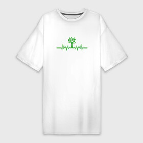 Платье-футболка хлопок с принтом Веган Пульс в Санкт-Петербурге,  |  | green | greenpaece | vegan | yoga | веган | вегетарианец | гринпис | дерево | еда | животные | жизнь | здоровье | зеленый | йога | мир | овощи | пища | планета | природа | пульс | фрукты