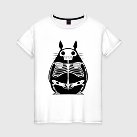 Женская футболка хлопок с принтом Totoro Skeletor в Санкт-Петербурге, 100% хлопок | прямой крой, круглый вырез горловины, длина до линии бедер, слегка спущенное плечо | ghibli | japan | nature | neigbor | neighbour | totoro | анимация | аниме | гибли | друг | животные | лес | милый | мир | миядзаки | мой сосед тоторо | мульт | мультфильм | природа | скелет | сосед | тоторо | хаяо | хранитель