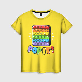Женская футболка 3D с принтом POP IT ИГРУШКА  в Санкт-Петербурге, 100% полиэфир ( синтетическое хлопкоподобное полотно) | прямой крой, круглый вырез горловины, длина до линии бедер | pop it | popit | антистресс | игрушка | поп ит | попит | пузырчатая плёнка | пупырка | симпл димпл | симплдимпл