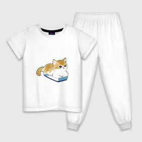 Детская пижама хлопок с принтом Котёнок отдыхает в Санкт-Петербурге, 100% хлопок |  брюки и футболка прямого кроя, без карманов, на брюках мягкая резинка на поясе и по низу штанин
 | арт | кот | котёнок | кошка | милая кошка | милый кот | милый котёнок | отдых | пончик | рисунок | рыжая кошка | рыжий кот | рыжий котёнок