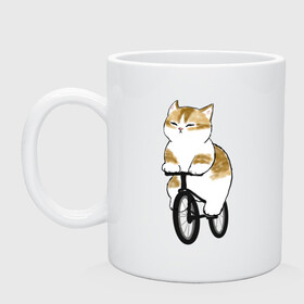 Кружка керамическая с принтом Котик на велосипеде в Санкт-Петербурге, керамика | объем — 330 мл, диаметр — 80 мм. Принт наносится на бока кружки, можно сделать два разных изображения | арт | велосипед | ветер | кот | котёнок | кошка | милая кошка | милый кот | милый котёнок | отдых | отдыхает | пончик | рисунок