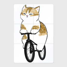 Магнитный плакат 2Х3 с принтом Котик на велосипеде в Санкт-Петербурге, Полимерный материал с магнитным слоем | 6 деталей размером 9*9 см | арт | велосипед | ветер | кот | котёнок | кошка | милая кошка | милый кот | милый котёнок | отдых | отдыхает | пончик | рисунок