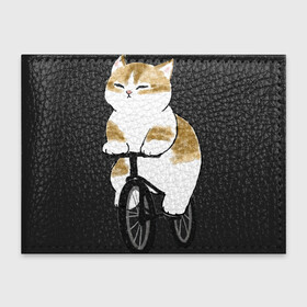 Обложка для студенческого билета с принтом Котик на велосипеде в Санкт-Петербурге, натуральная кожа | Размер: 11*8 см; Печать на всей внешней стороне | арт | велосипед | ветер | кот | котёнок | кошка | милая кошка | милый кот | милый котёнок | отдых | отдыхает | пончик | рисунок