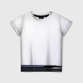 Детская футболка 3D с принтом Абстракт в Санкт-Петербурге, 100% гипоаллергенный полиэфир | прямой крой, круглый вырез горловины, длина до линии бедер, чуть спущенное плечо, ткань немного тянется | аннотация | белый | геометрический | графический | линия | металл | пространство | текстура | технология | узор | черный | шаблон