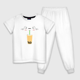 Детская пижама хлопок с принтом Totoro Drink в Санкт-Петербурге, 100% хлопок |  брюки и футболка прямого кроя, без карманов, на брюках мягкая резинка на поясе и по низу штанин
 | ghibli | japan | nature | neigbor | neighbour | totoro | анимация | аниме | гибли | друг | животные | лес | милый | мир | миядзаки | мой сосед тоторо | мульт | мультфильм | природа | сок | сосед | сусуватари | тоторо | хаяо