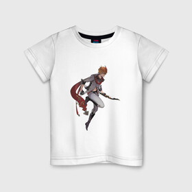 Детская футболка хлопок с принтом Тарталья в деле в Санкт-Петербурге, 100% хлопок | круглый вырез горловины, полуприлегающий силуэт, длина до линии бедер | арт | ли юэ | ржавый лук | рисунок | снежная | тарталья | фатуи