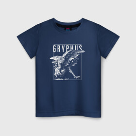 Детская футболка хлопок с принтом Gryphus / Грифон в Санкт-Петербурге, 100% хлопок | круглый вырез горловины, полуприлегающий силуэт, длина до линии бедер | monster | грифон | древний | животные | зверь | мифический | монстр | птица | страшный | существо
