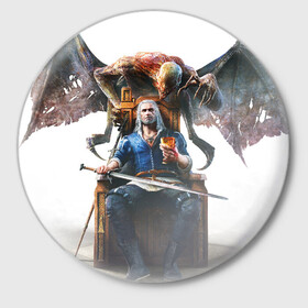 Значок с принтом Geralt в Санкт-Петербурге,  металл | круглая форма, металлическая застежка в виде булавки | geralt | the witcher | wild hunt | witcher 3 | ведьмак | ведьмак 3 | геральт | дикая охота