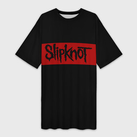 Платье-футболка 3D с принтом Полосатый Slipknot в Санкт-Петербурге,  |  | Тематика изображения на принте: slipknot | лого | музыка | полоса | рок | текст