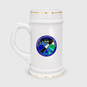 Кружка пивная с принтом SPACEX Илон Маск Лого в Санкт-Петербурге,  керамика (Материал выдерживает высокую температуру, стоит избегать резкого перепада температур) |  объем 630 мл | Тематика изображения на принте: земля | компания. | космос | логотип | орбита