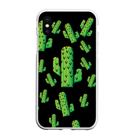 Чехол для iPhone XS Max матовый с принтом Cactus Time - Веселые кактусы в Санкт-Петербурге, Силикон | Область печати: задняя сторона чехла, без боковых панелей | Тематика изображения на принте: cactus time | веселый | зеленый | кактусы | милый