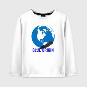 Детский лонгслив хлопок с принтом Blue Origin в Санкт-Петербурге, 100% хлопок | круглый вырез горловины, полуприлегающий силуэт, длина до линии бедер | astronautics | blue origin | space | usa | америка | блу оригин | блу ориджин | космическая компания | космические полеты | космонавтика | космос | полеты | про космос | сша