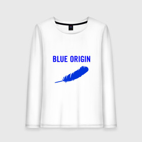 Женский лонгслив хлопок с принтом Blue Origin logo перо в Санкт-Петербурге, 100% хлопок |  | blue origin | logo | блю ориджин | логотип | перо