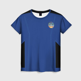 Женская футболка 3D с принтом Blue origin. Костюм астронавта в Санкт-Петербурге, 100% полиэфир ( синтетическое хлопкоподобное полотно) | прямой крой, круглый вырез горловины, длина до линии бедер | blue origin | астронавты | безос джеф | скафандр | суборбитальные полеты