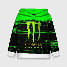 Детская толстовка 3D с принтом MONSTER ENERGY NEON LOGO в Санкт-Петербурге, 100% полиэстер | двухслойный капюшон со шнурком для регулировки, мягкие манжеты на рукавах и по низу толстовки, спереди карман-кенгуру с мягким внутренним слоем | Тематика изображения на принте: monster | monster energy | монстер | монстер енерджи | монстер енэрджи | монстер энерджи | неон | энергетик | энергетический напиток