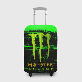 Чехол для чемодана 3D с принтом MONSTER ENERGY NEON LOGO в Санкт-Петербурге, 86% полиэфир, 14% спандекс | двустороннее нанесение принта, прорези для ручек и колес | Тематика изображения на принте: monster | monster energy | монстер | монстер енерджи | монстер енэрджи | монстер энерджи | неон | энергетик | энергетический напиток