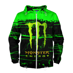 Мужская ветровка 3D с принтом MONSTER ENERGY NEON LOGO в Санкт-Петербурге, 100% полиэстер | подол и капюшон оформлены резинкой с фиксаторами, два кармана без застежек по бокам, один потайной карман на груди | Тематика изображения на принте: monster | monster energy | монстер | монстер енерджи | монстер енэрджи | монстер энерджи | неон | энергетик | энергетический напиток