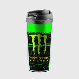 Термокружка-непроливайка с принтом MONSTER ENERGY NEON LOGO в Санкт-Петербурге, внутренняя часть — пищевой пластик, наружная часть — прозрачный пластик, между ними — полиграфическая вставка с рисунком | объем — 350 мл, герметичная крышка | Тематика изображения на принте: monster | monster energy | монстер | монстер енерджи | монстер енэрджи | монстер энерджи | неон | энергетик | энергетический напиток