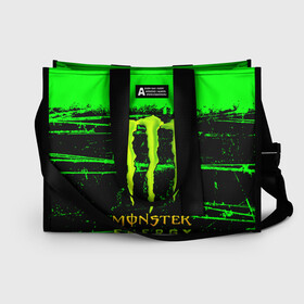 Сумка-шоппер 3D с принтом MONSTER ENERGY NEON LOGO в Санкт-Петербурге, 100% полиэстер | застегивается на металлическую кнопку; внутренний карман застегивается на молнию. Стенки укреплены специальным мягким материалом, чтобы защитить содержимое от несильных ударов
 | monster | monster energy | монстер | монстер енерджи | монстер енэрджи | монстер энерджи | неон | энергетик | энергетический напиток