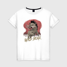 Женская футболка хлопок с принтом Wild Boar в Санкт-Петербурге, 100% хлопок | прямой крой, круглый вырез горловины, длина до линии бедер, слегка спущенное плечо | wild | дикий зверь | иллюстрация | кабан | кабанчик