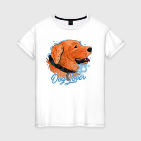 Женская футболка хлопок с принтом Dog Lover в Санкт-Петербурге, 100% хлопок | прямой крой, круглый вырез горловины, длина до линии бедер, слегка спущенное плечо | love | иллюстрация | пес | собачья любовь | щенок
