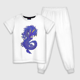 Детская пижама хлопок с принтом Blue dragon в Санкт-Петербурге, 100% хлопок |  брюки и футболка прямого кроя, без карманов, на брюках мягкая резинка на поясе и по низу штанин
 | Тематика изображения на принте: dragon | змей | иллюстрация | летучий змей | синий