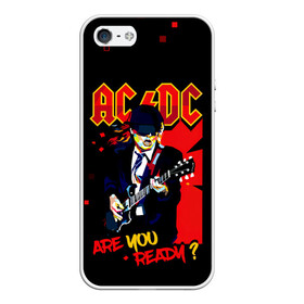 Чехол для iPhone 5/5S матовый с принтом ARE YOU REDY? AC/DC в Санкт-Петербурге, Силикон | Область печати: задняя сторона чехла, без боковых панелей | ac dc | acdc | acdc ас дс | angus | back in black | highway to hell | mckinnon | you | австралийская | ангус янг | ас дс | асдс | блюз | в форме | гитара | группа | крис слэйд | метал | молния | музыка | певец | рок | рок н ролл | стиви янг