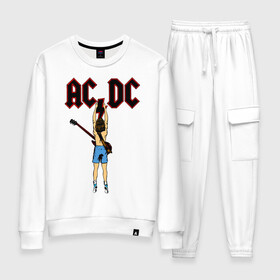 Женский костюм хлопок с принтом AC/DC - Flick of the Switch в Санкт-Петербурге, 100% хлопок | на свитшоте круглая горловина, мягкая резинка по низу. Брюки заужены к низу, на них два вида карманов: два 