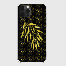 Чехол для iPhone 12 Pro Max с принтом Золотые листья в Санкт-Петербурге, Силикон |  | ветвь | ветка | веточка | вечерний | золотистый | золото | золотой | золотые | лист | листва | листочки | листья | паттерн | праздничный | темный | узор