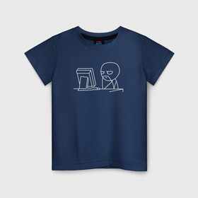 Детская футболка хлопок с принтом Хм... почему не работает в Санкт-Петербурге, 100% хлопок | круглый вырез горловины, полуприлегающий силуэт, длина до линии бедер | айтишник | мем | мемный программист | не работает | почему не работает | программист | ты ж программист | тыж программист